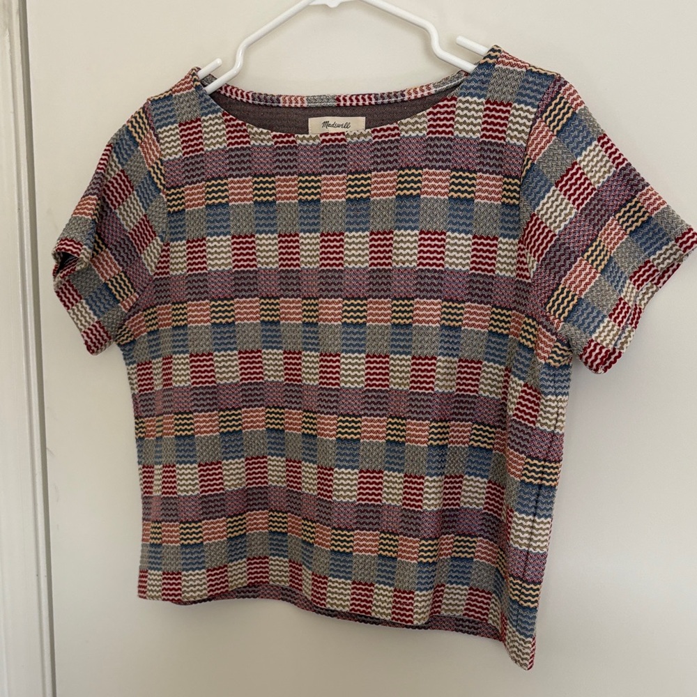 Madewell Checked Jacquard Setlist Boxy Tee - Size Small - Multi
